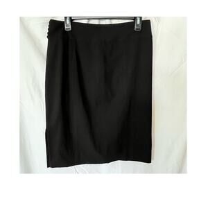 White House Black Market Pencil Skirt Black Side slit buttons Zip Closure 10